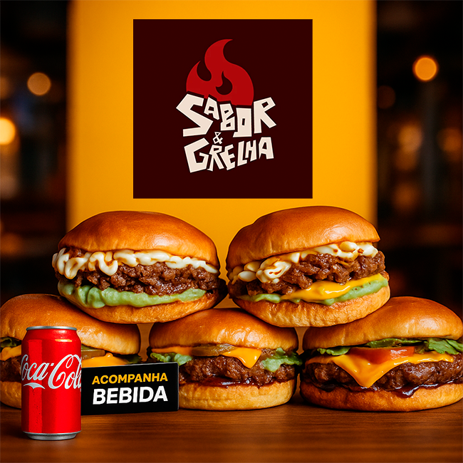 Combo Família 5 Lanches + Bebida + Fritas